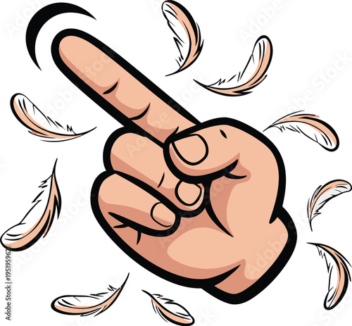 Middle finger hand gesture illustration, rude offensive symbol with raised finger representing insult, protest expression, and rebellious attitude icon.