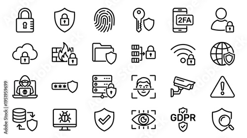 Collection of security and privacy icons.