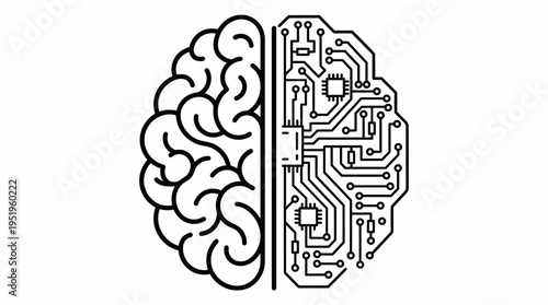 Brain and Circuit Board Fusion Conceptualizing Human and Artificial Intelligence Integration