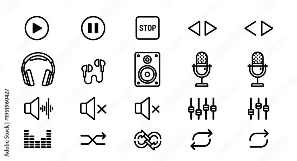 Fototapeta premium Aesthetic digital interface elements for comprehensive audio and media control functionalities