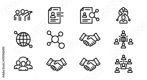 Business and Networking Icon Set icons teamwork