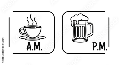 Coffee and Beer Time Icons AMPM steam saucer