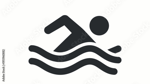 Simple graphic representation of a swimmer in water, ideal for sports and recreation design elements and healthy lifestyle applications