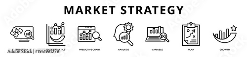 Market Strategy web banner icon illustration