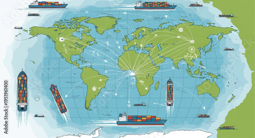 Global Shipping Routes and Cargo Transport Network Visualization.