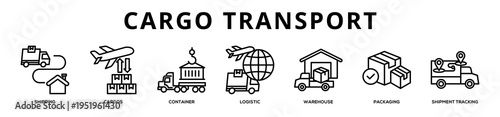 Cargo Transport web banner icon illustration