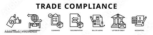 Trade Compliance web banner icon illustration