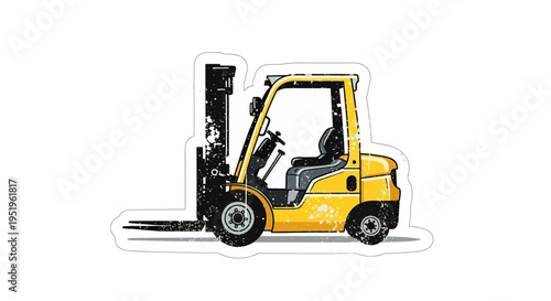 Yellow forklift truck, industrial vehicle, isolated on white