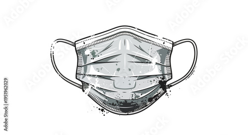 Medical face mask illustration with grunge effect