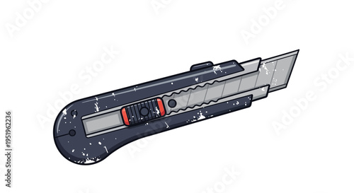 Utility Knife with Serrated Blade - Graphic Illustration