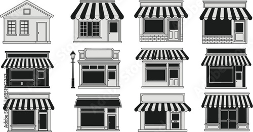 Assortment of Shop Facades and Storefronts building