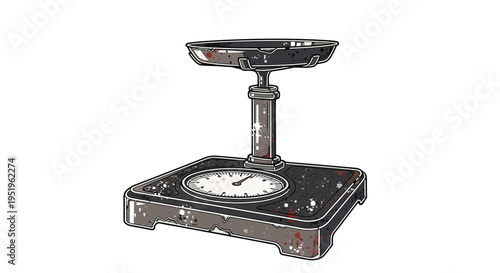 Vintage weighing scale with dial, isolated on white background