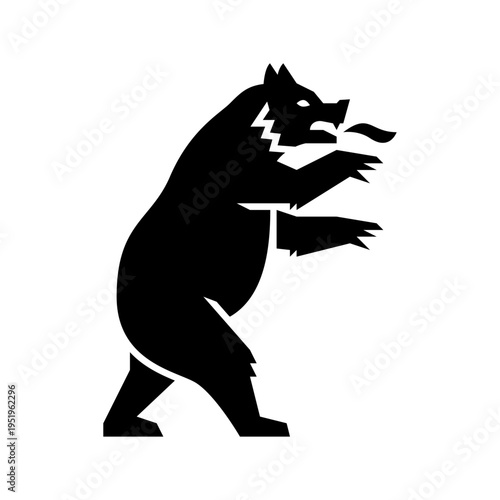 grizzly bear glyph icon. Bear logo element.