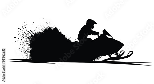 Silhouette of a person riding a snowmobile in a dynamic pose