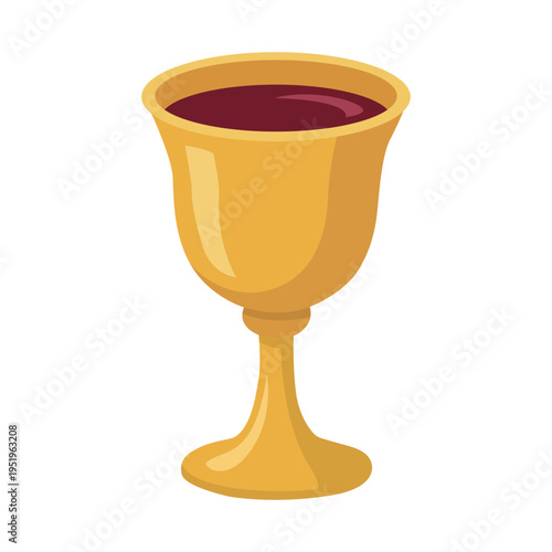 Golden chalice with red wine