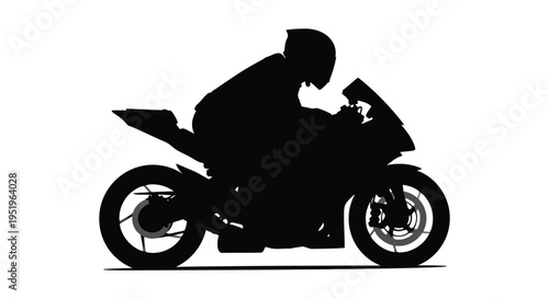 Motorcycle rider silhouette on a sport bike