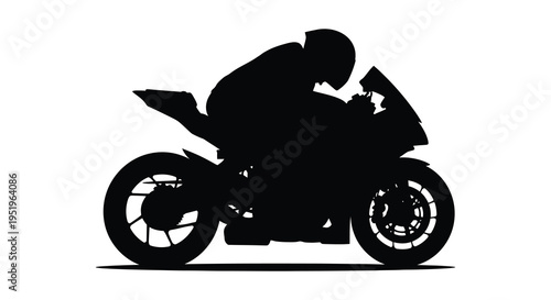 Motorcycle rider silhouette on a sport bike