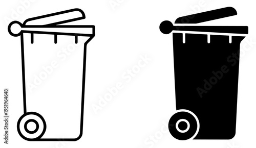 garbage can icon set outline solid