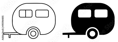 caravan camping travel icon set