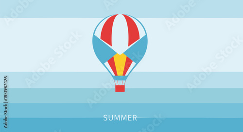 Vector hot air balloon icon for summer, travel