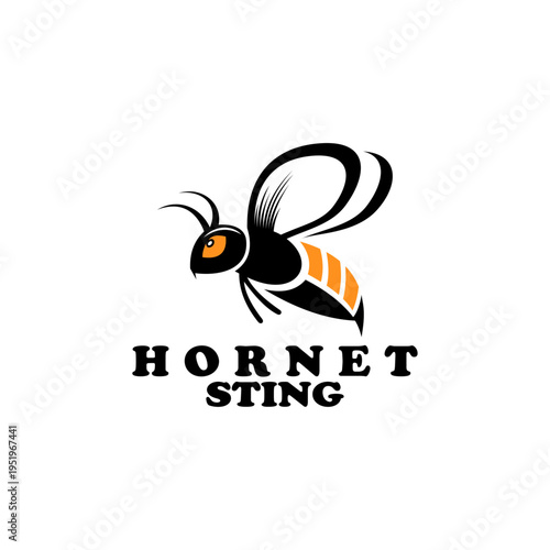 Honey wasp sting logo design template, vector illustration