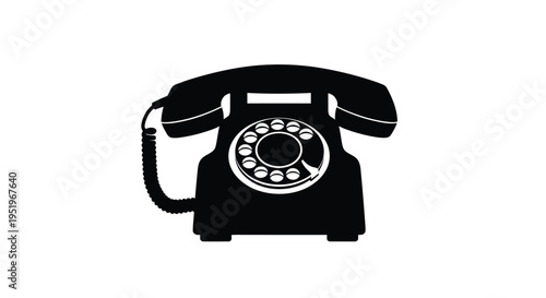 Vintage rotary phone depicted in a striking black silhouette