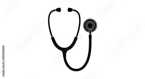 A classic black stethoscope on a white background for medical professionals