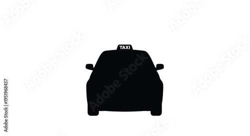 A black silhouette of a taxi cab with a rooftop sign silhouette