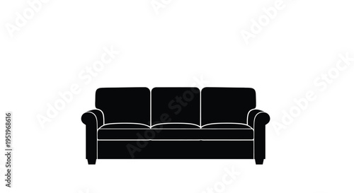 Black sofa outline against a white background a simple silhouette