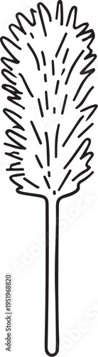 Duster Brush for Cleaning Doodle Hand-drawn Sketch Drawing Vector Illustration, Line Linear Symbol Black and White Engraving, Isolated