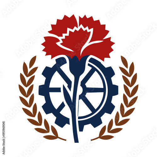 Labor Union Carnation Gear Emblem