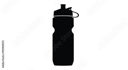 Black water bottle design with a sporty cap a striking silhouette
