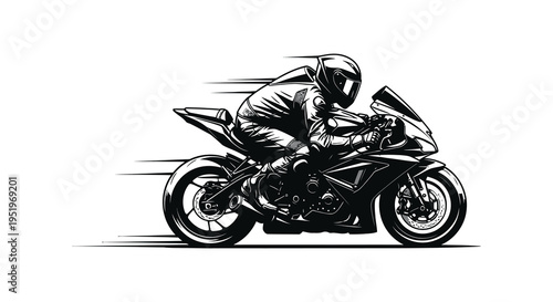 Motorcyclist in motion a dynamic illustration of speed and agility on a sleek bike