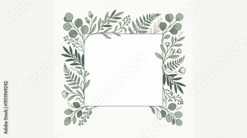 Elegant botanical frame made of minimalist foliage elements