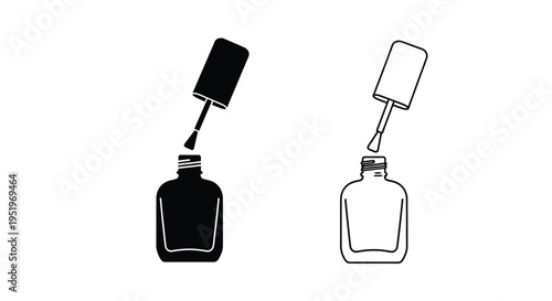 Two nail polish bottles one filled and one empty silhouette