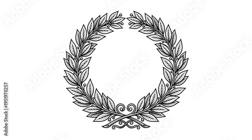 Laurel wreath illustration with decorative elements.