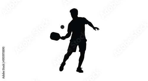 A tennis player prepares to strike the ball dynamic pose silhouette