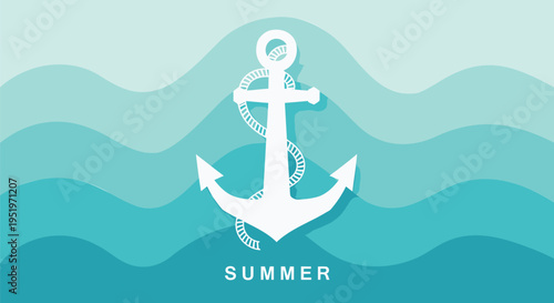 Summer nautical anchor icon vector