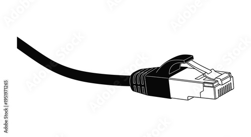 A close up view of a standard ethernet cable connector