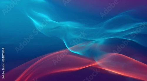 Abstract flowing light trails in vibrant blue and red hues creating a dynamic and ethereal visual.