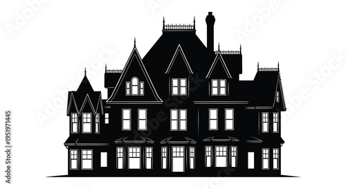 A victorian style mansion with intricate architectural details and ornate features