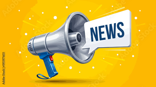 A megaphone with a news announcement sign.
