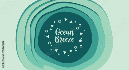 Ocean Breeze vector illustration with abstract shapes and decorative elements