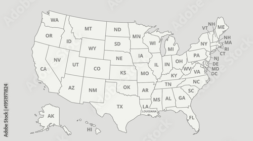 Map of the United States of America.