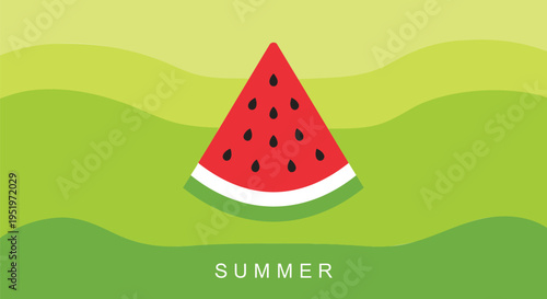 Vector summer background with watermelon slice