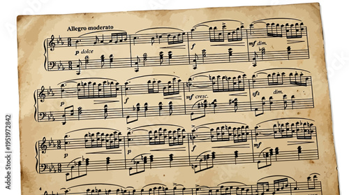 Vintage sheet music on aged paper.