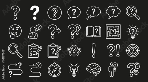 Collection of question and answer icons.