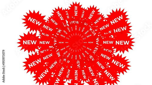 Graphic design element with multiple new badges.