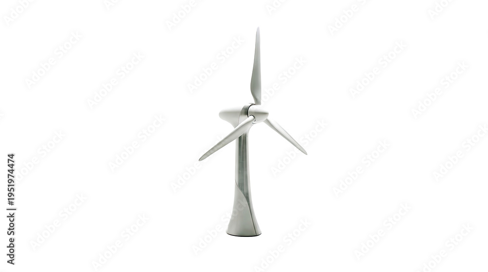 Fototapeta premium Modern White Wind Turbine Generator on White Background