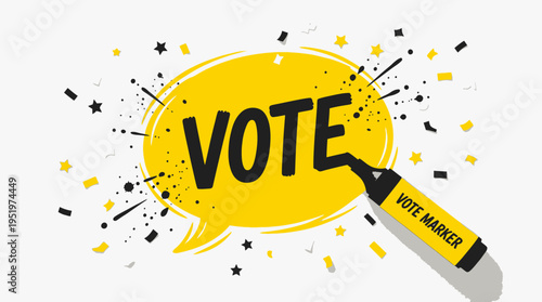 Voting concept with marker and speech bubble.